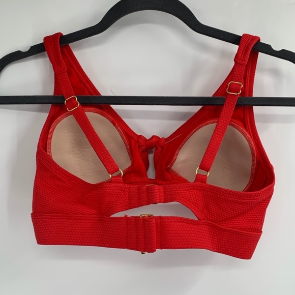 KONA SOL Red Bikini Top Tie Front Keyhole - Picture 3 of 4